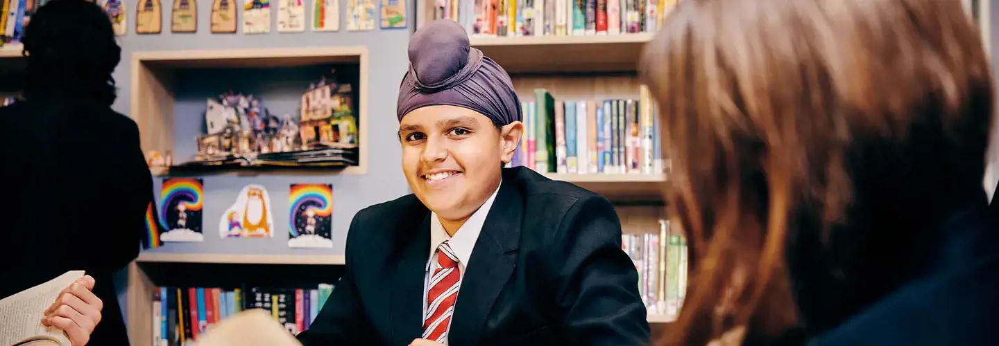 A smiling pupil at Wolverhampton Grammar School